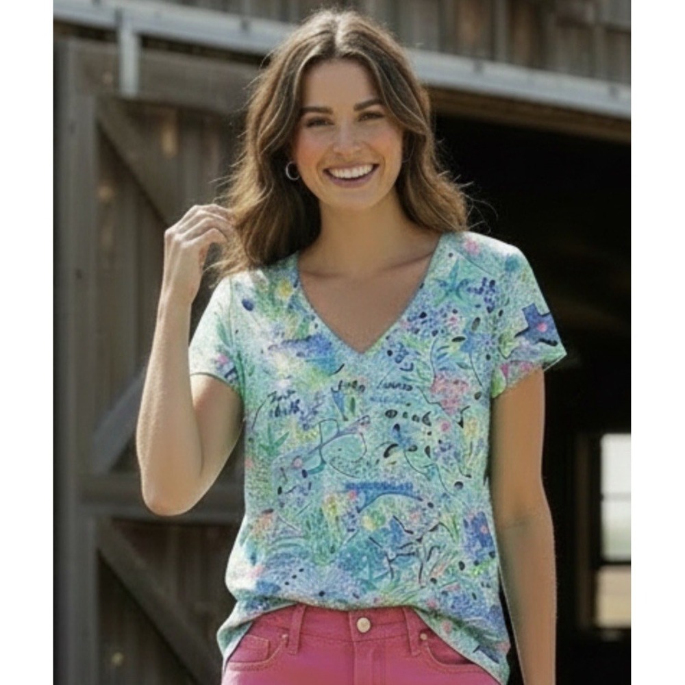 New Lilly Pulitzer Loves X Texas Etta Top Size Medium Shirt Cowboys Rodeo Boots